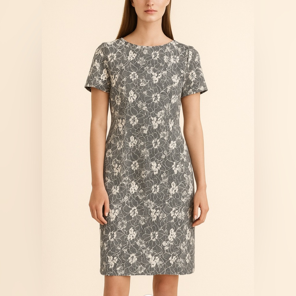 Ralph Lauren Black and White Floral Midi Dress